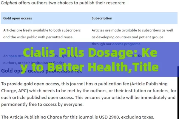 Cialis Pills Dosage: Key to Better Health,Title: Cialis Pills Dosage: A Comprehensive Guide