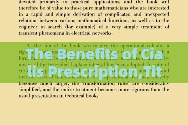 The Benefits of Cialis Prescription,Title: Cialis Prescription: A Guide