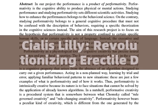 Cialis Lilly: Revolutionizing Erectile Dysfunction Treatment, Cialis Lilly: A Breakthrough in ED Treatment